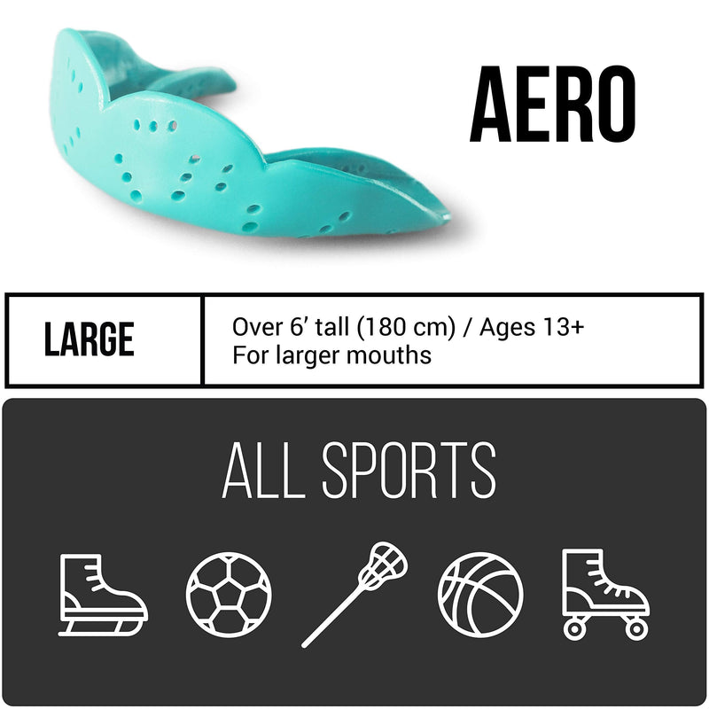 [Australia - AusPower] - Sports Mouth Guard by SISU, Aero 1.6mm Mouthguard for Basketball, Soccer, Hockey, Lacrosse, Custom Fit for Youth and Adults Large Charcoal Black 