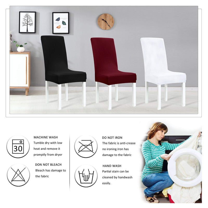[Australia - AusPower] - Obstal Black Stretch Spandex Dining Room Chair Covers – Set of 4 Universal Removable Washable Chair Seat Slipcovers Protector for Kitchen, Ceremony, Wedding, Banquet, Hotel and Party Pure Black 