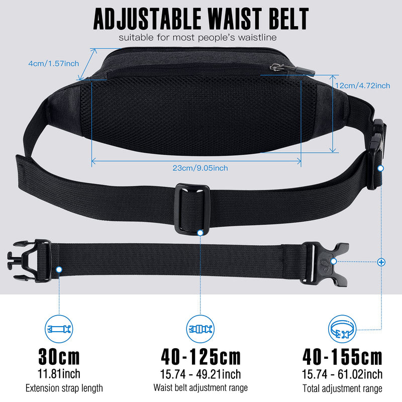 [Australia - AusPower] - WATERFLY Fanny Pack Waist Bag: Runner Small Hip Pouch Bum Bag Running Fannie Pack Phanny Fannypack Waistpack Bumbag Beltbag Sport Slim Fashionable for Jogging Hiking Woman Man Black 