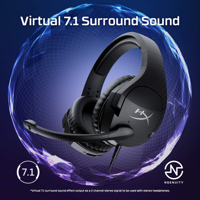 [Australia - AusPower] - HyperX Cloud Stinger S – Gaming Headset, for PC, Virtual 7.1 Surround Sound, Lightweight, Memory Foam, Soft Leatherette, Durable Steel Sliders, Swivel-to-Mute Noise-Cancelling Microphone, Black Wired 