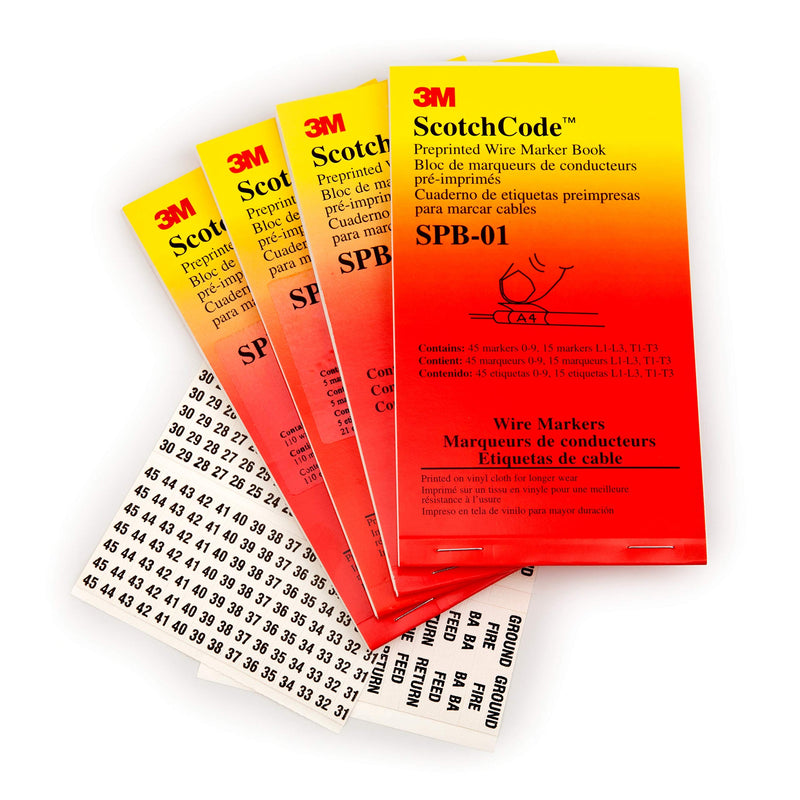 [Australia - AusPower] - 3M ScotchCode Pre-Printed Wire Marker Book SPB-01, Black Print on a White Background 