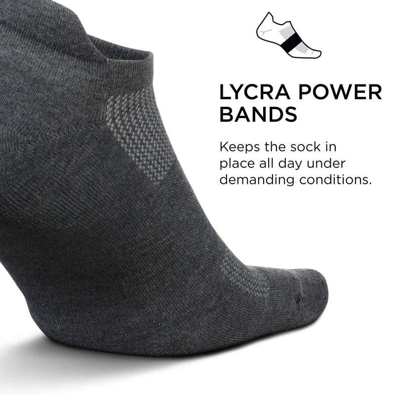 [Australia - AusPower] - Feetures High Performance Cushion No Show Tab Solid- Running Socks for Men & Women, Athletic Ankle Socks, Moisture Wicking Small Heather Gray 