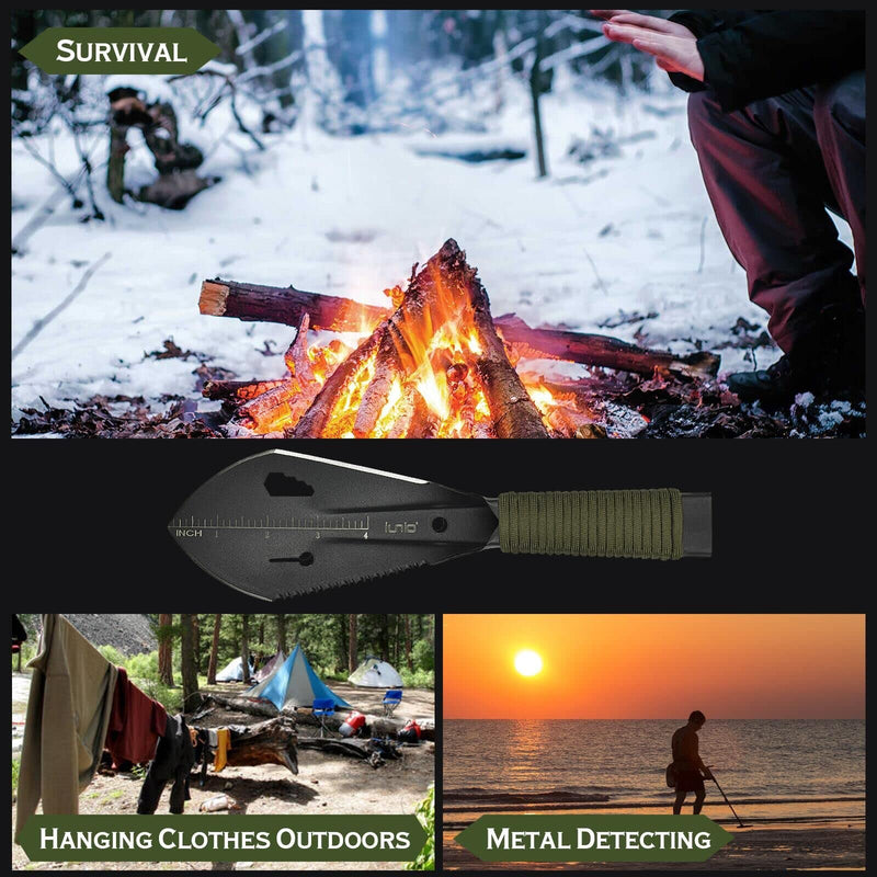 [Australia - AusPower] - iunio Hiking Trowel, Camping, Backpacking, Portable Shovel, Multitool, Ultralight Camp Tool, with Carrying Pouch, for Gardening, Outdoor, Survival Black 
