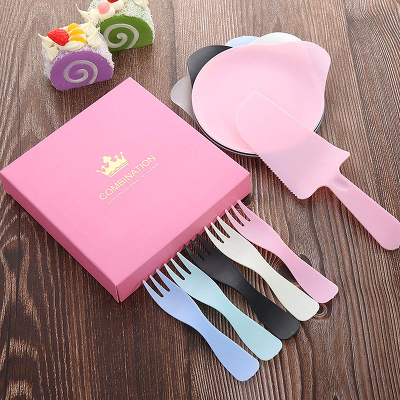 [Australia - AusPower] - Dreamm 20 Guests Disposable Dinnerware Plastic Cutlery Plates Desserts Tableware Boxed Set Include 20 Plates,20 Forks,4 Knives for Dinner Picnic Party Weddings 