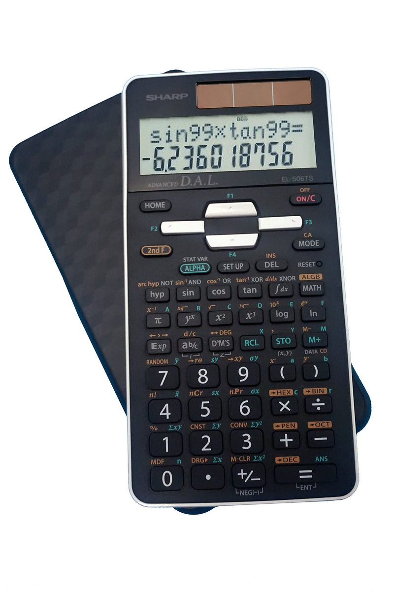 [Australia - AusPower] - Sharp EL-506TSBBW 12-Digit Engineering/Scientific Calculator with Protective Hard Cover, Battery and Solar Hybrid Powered LCD Display, Great for Students and Professionals, Black 