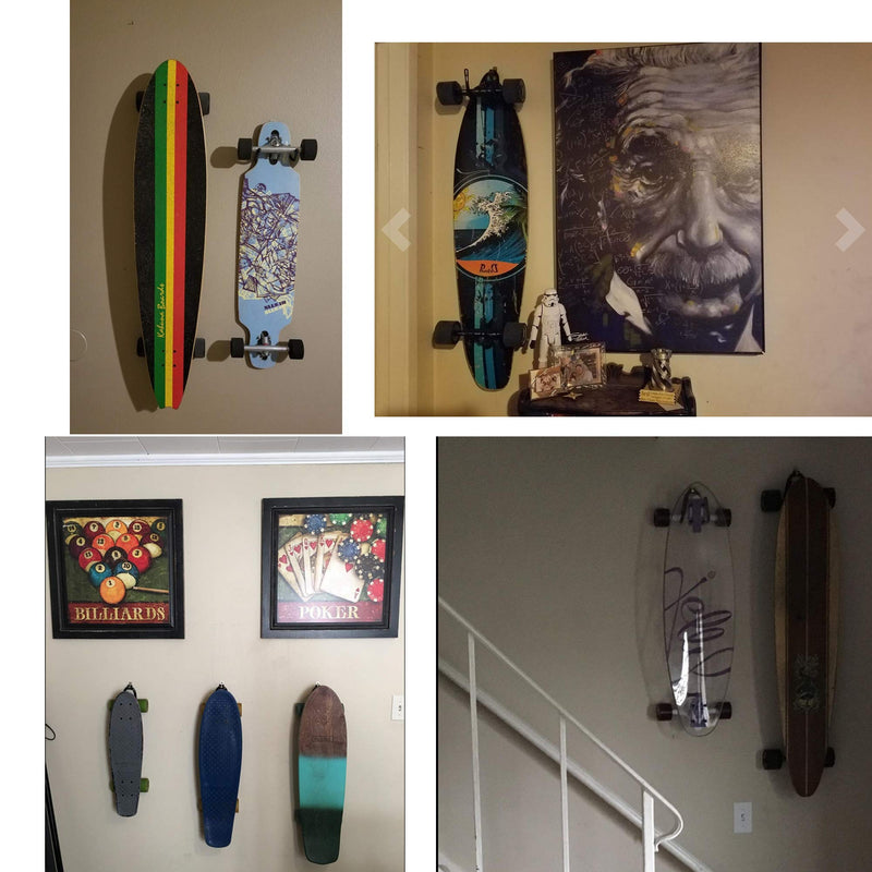 [Australia - AusPower] - YYST Skateboard Wall Mount Skateboard Wall Hanger Storage Rack Flexible Hanger - Fit Cruiser Boards , Skateboards, Penny Boards , Longboards,etc- W Style - No Board -2/PK 