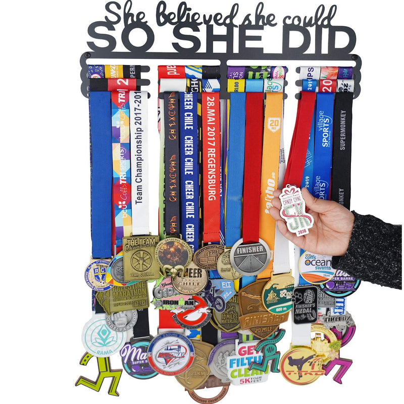 [Australia - AusPower] - Miayork 2022UPGRADE Medal Holder Display Hanger Rack Medals-Medal Holder Wall Mount Easy to Install Race Runner Medal Frame 15.75" Black 