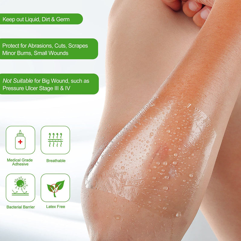 [Australia - AusPower] - Transparent Film Dressing, Waterproof Wound Cover Bandage 4''x4.75'', 50 Packs, Post Surgical Shower or IV Shield, Tattoo Aftercare Bandage, Adhesive Patch by NeuHeils 