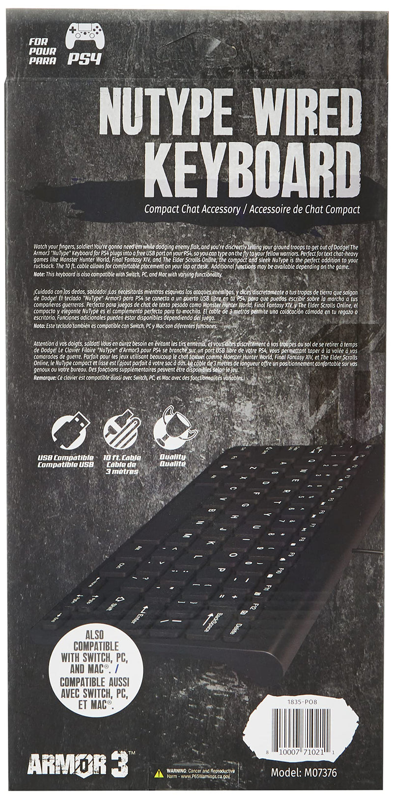 [Australia - AusPower] - Armor3 "NuType" Wired Keyboard for PS4 