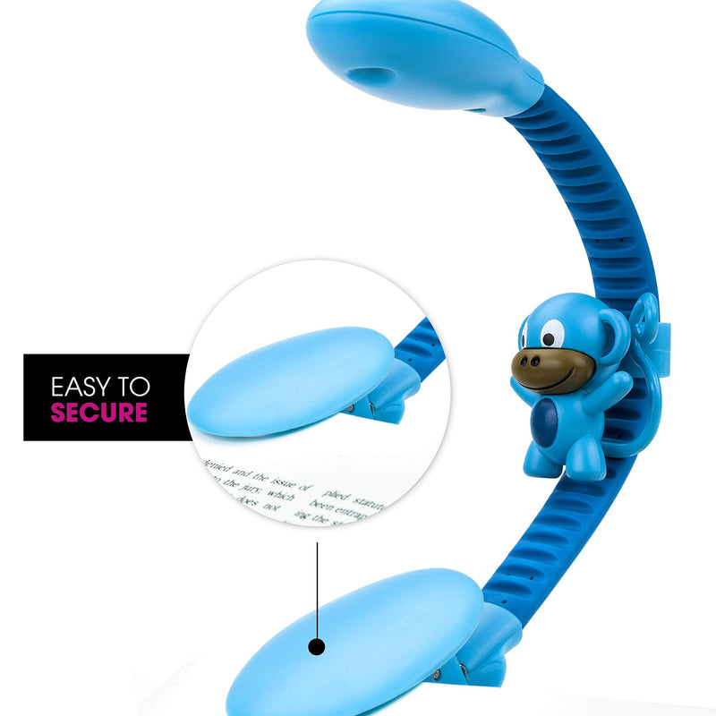 [Australia - AusPower] - WITHit French Bull USB Rechargeable Clip On Book Light – Light Blue Monkey – LED Reading Light for Books, eBooks, Reduced Glare, Lightweight - Integrated USB Plug, Rechargeable Battery Included 