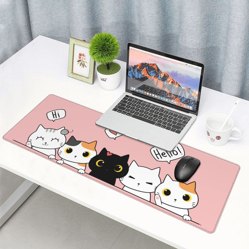 [Australia - AusPower] - Pink Cute Kittens Cat Gaming Mouse Pad Large XL Girls Kawaii Desk Mat Long Extended Pads Big Mousepad for Home Office Decor Accessories 1 