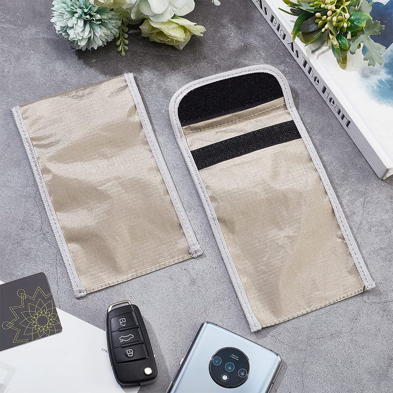 [Australia - AusPower] - OLYCRAFT 2pcs Anti Radiation Cell Phone Sleeve Security Pouch Faraday Bag 5G GPS EMF RFID Signal Blocking Bag Shielding Pouch for Phone Electronic Devices Wallet Privacy Protection Silver 4.4x7.3 Inch 