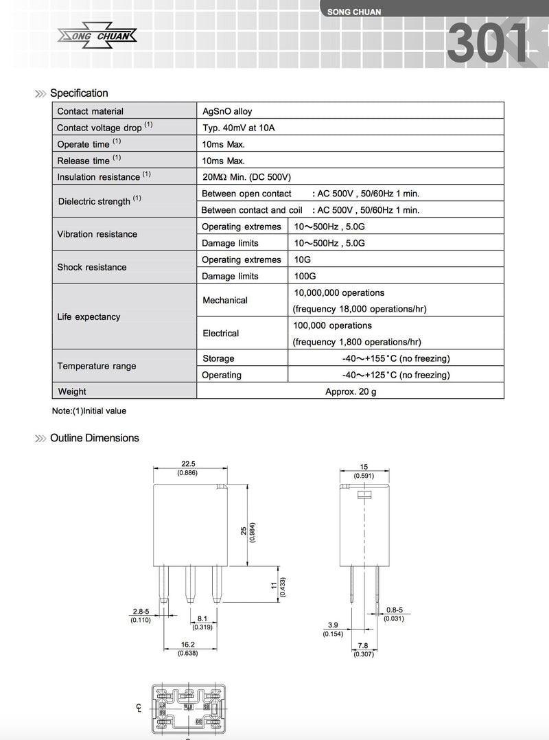 [Australia - AusPower] - Automotive Relays SPDT 35A 12VDC (1 piece) 