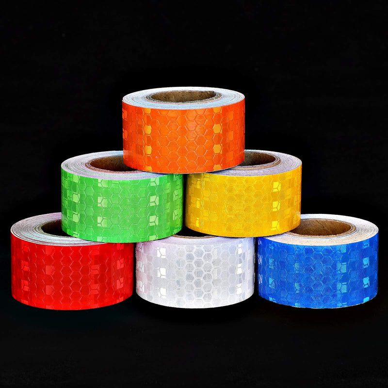 [Australia - AusPower] - 6 Rolls Reflective Tapes 6 Colors Reflective Warning Tape Night Safety Sticker, Silver, Blue, Red, Yellow, Orange, Green (0.4 Inch x 157.8 Feet) (1 Inch x 60 Feet) 1 Inch x 60 Feet 