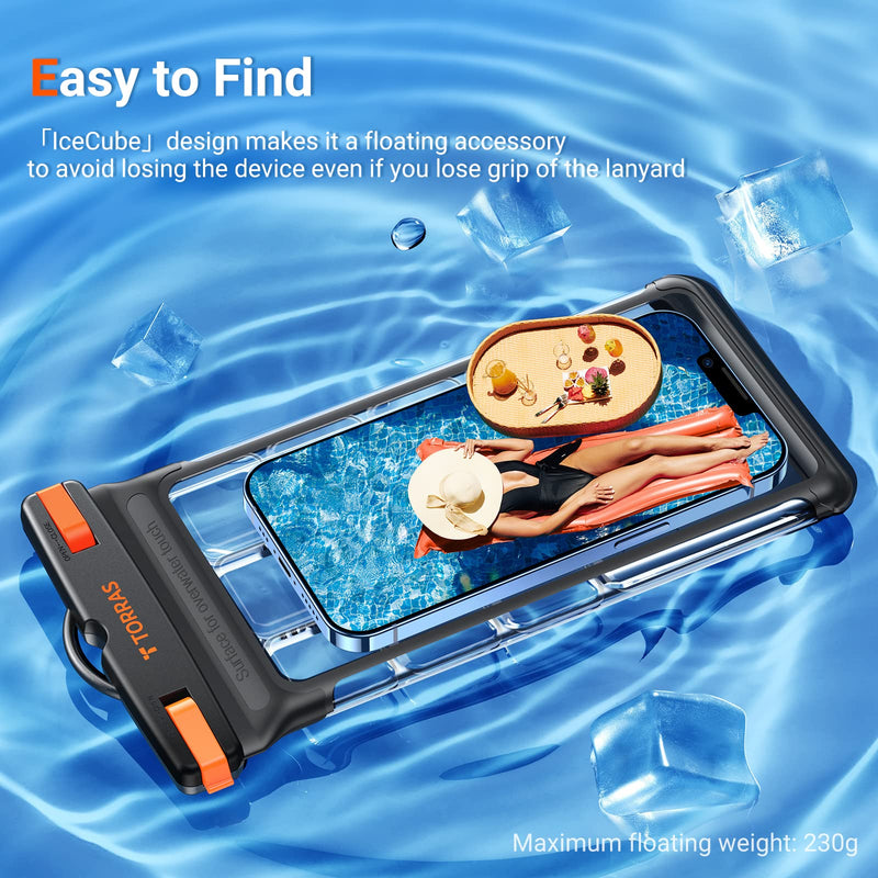 [Australia - AusPower] - TORRAS ???????? ?????? Icecube Waterproof Phone Pouch [Underwater Screen Touchable] IPX8 Waterproof with Adjustable Lanyard Clear Phone Dry Bag for iPhone 13 Pro Max/12/11 Samsung Google Up to 7.0'' Black 