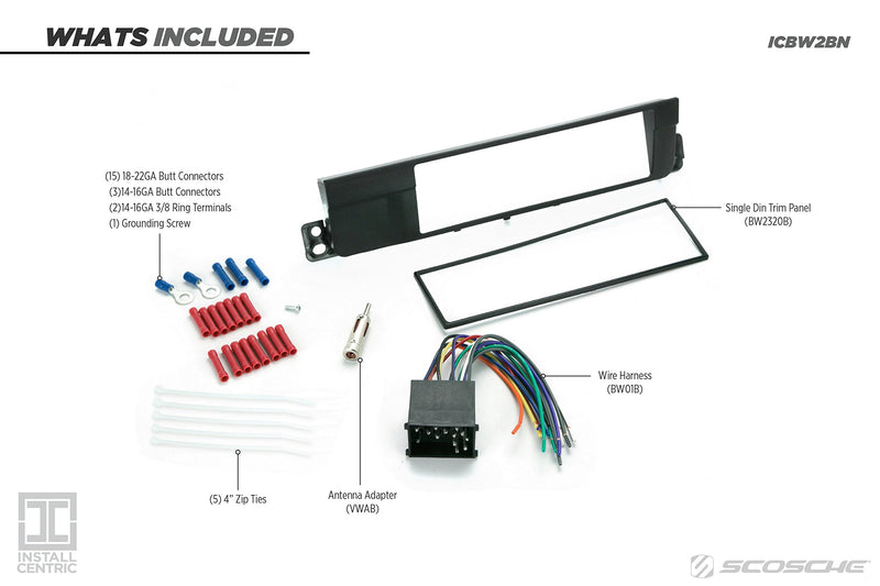[Australia - AusPower] - SCOSCHE Install Centric ICBW2BN Compatible with Select BMW 1997-01 3-Series Complete Basic Installation Solution for Installing an Aftermarket Stereo 1997-2001 Complete Installation Kit 