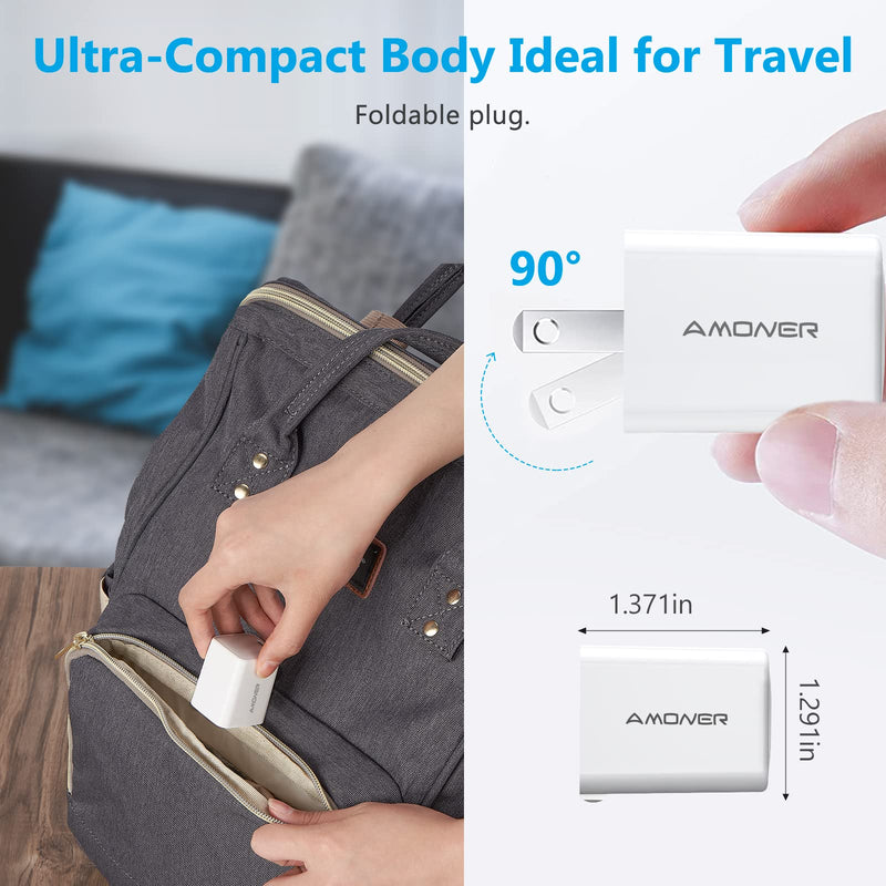 [Australia - AusPower] - USB C Wall Charger, Amoner 30W Mini iPhone 12 13 Charger Block with Foldable Plug, iPhone Charger Fast Charging for iPhone 13 Pro/13/ iPhone 12 Pro Max/12 Pro/12/11 Pro Max/11/Google Pixel and More 