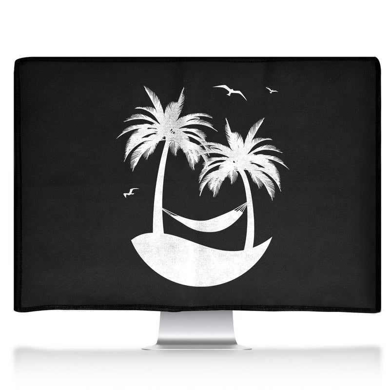 [Australia - AusPower] - kwmobile Computer Monitor Cover Compatible with 24-26" Monitor - Tropical Island White/Black Tropical Island 02-01 