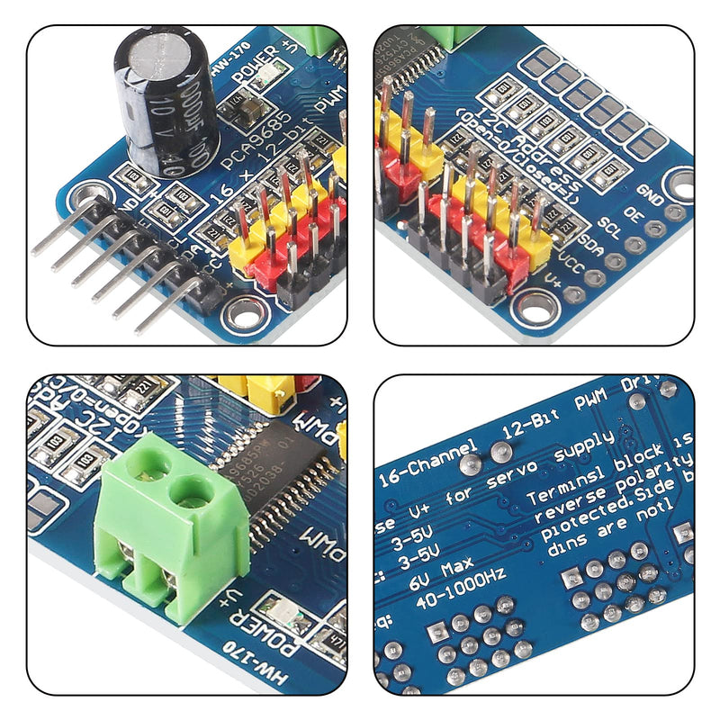 [Australia - AusPower] - Alinan 4pcs PCA9685 16 Channel 12 Bit PWM Servo Motor Driver Board I2C IIC Module IIC Interface One Size 4 