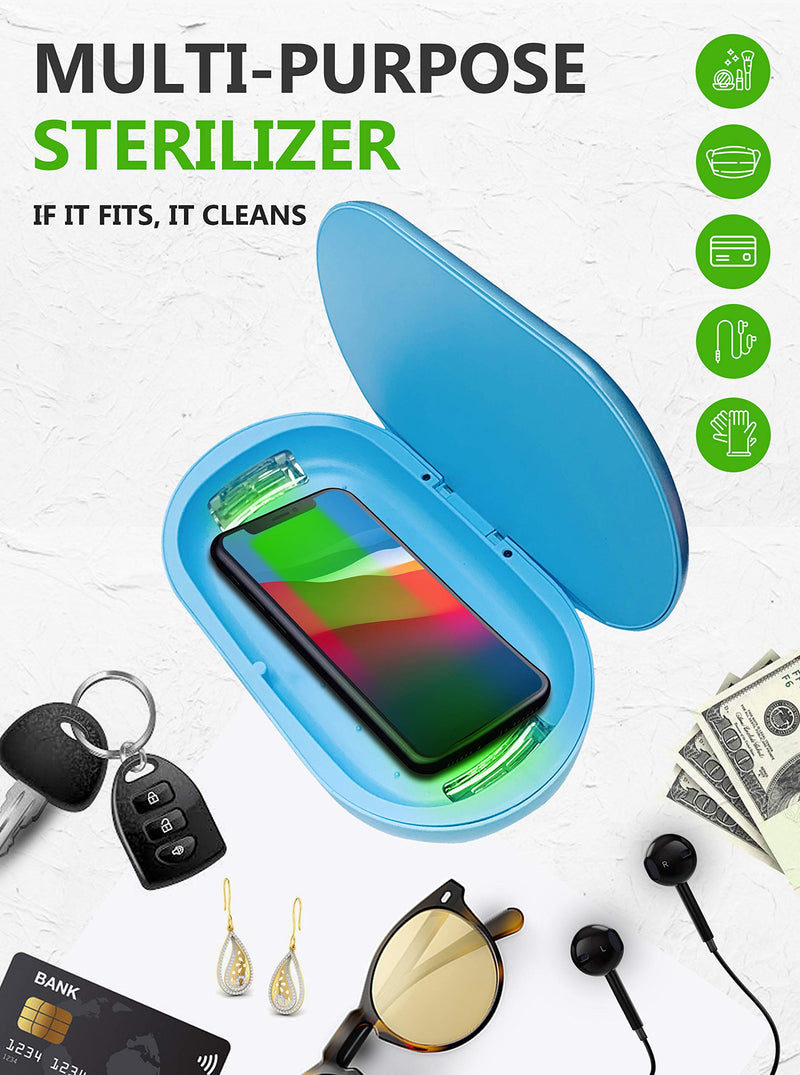 [Australia - AusPower] - YouV Cleaner UV Cell Phone Sanitizer 3 in 1 Sanitizer Qi Fast Wireless Charger & Aromatherapy Diffuser Slick Look, Chemical Free, All Phones up to 6.5 (Blue) 