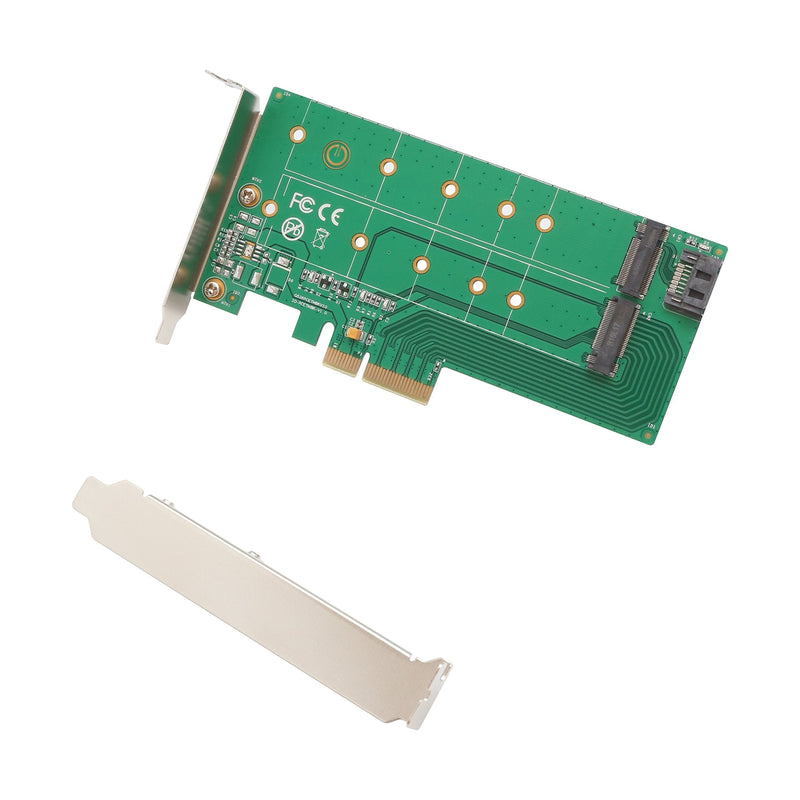 [Australia - AusPower] - I/O Crest M2 SSD NVME M-Key to PCI-e 3.0 x4 Adapter Card and SATA B-Key M.2 to SATA Port convertor 22110 2280 2260 2242 2230 to with Low Profile Bracket - Dual M.2 PCIe Adapter M.2 M-Key & B-Key PCI-e 