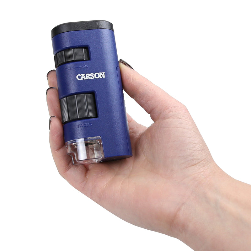 [Australia - AusPower] - Carson MicroMini 20x LED Lighted Pocket Microscope with Built-in UV and LED Flashlight - Green, Large & Pocket Micro 20x-60x LED Lighted Zoom Field Microscope with Aspheric Lens System (MM-450),Blue 