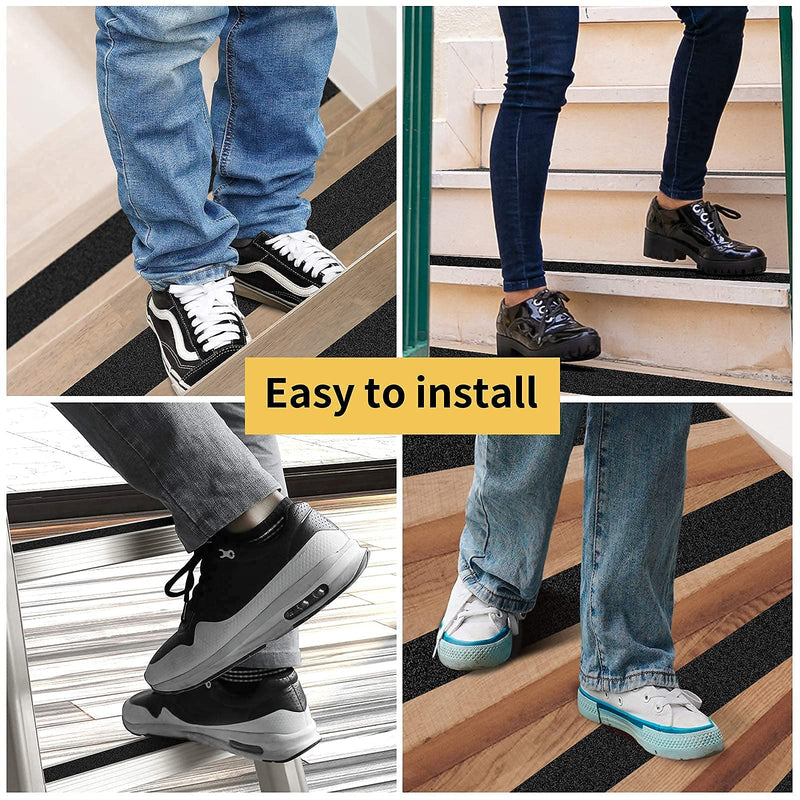 [Australia - AusPower] - Anti Slip Tape - Heavy Duty Grip Tape 80 Grit Non Slip for Stairs Outdoor/Indoor, Waterproof High Traction Stairs Non Skid Treads, Durable Triple Layer Adhesive - Black (1 Inch x 20 Feet) 1 Inch x 20 Feet 