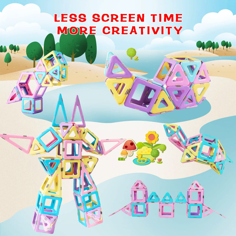 [Australia - AusPower] - Magnetic Tiles 80pcs Magnet Building Blocks Set Creative Stacking Toys for Kids, 3D DIY Construction Kit Preschool Child Montessori Toys STEM Learning Toys Gifts for Girls Boys 3 4 5 6 7 Years 80 