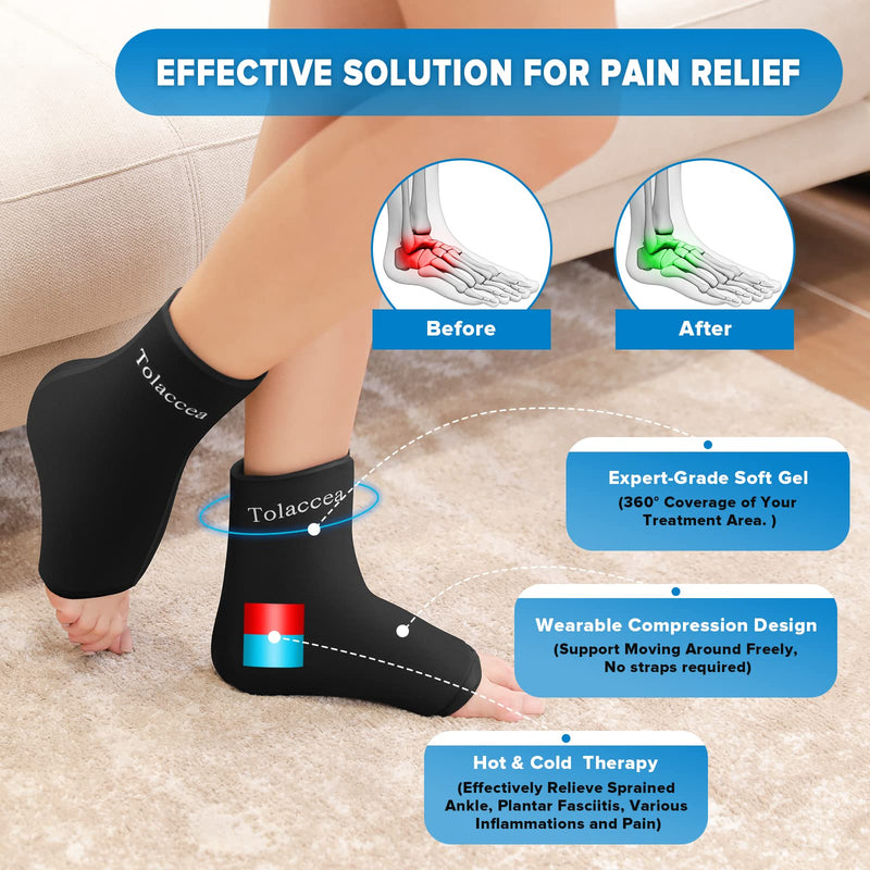 [Australia - AusPower] - Ankle Foot Ice Pack Wrap for Injuries, Reusable Gel Ice Pack for Hot and Cold Therapies, Flexible Cold Pack for Achilles Tendonitis,Plantar Fasciitis,Swelling,Sprained,Post-Surgery Recovery L-(pack of 1) 