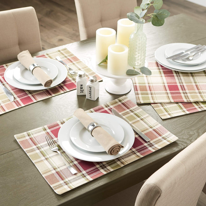 [Australia - AusPower] - DII Fall Basics Collection 100% Cotton, Machine Washable, Tabletop, Placemat Set, 13x19, Homespun Plaid, 4 Piece Placemat Set, 13x19" 