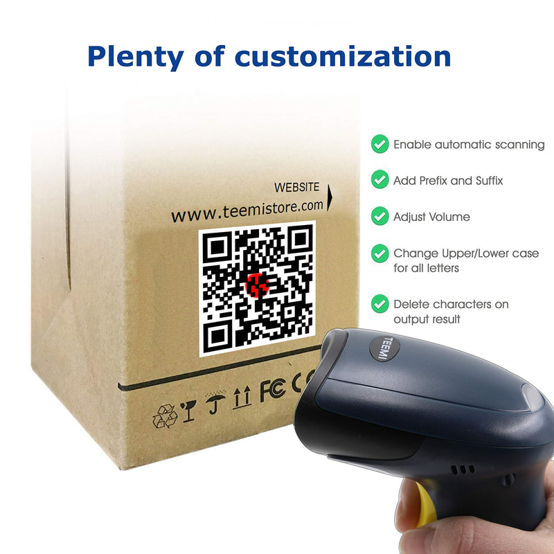 [Australia - AusPower] - TEEMI 2D QR Barcode Scanner, USB Wired Virtual COM Port Handheld Omnidirectional Scanning, Digital Coupon Screen Code Driver License Scan for Mac OS and Android with OTG Adapter, Window PC, Linux Scanner Only 