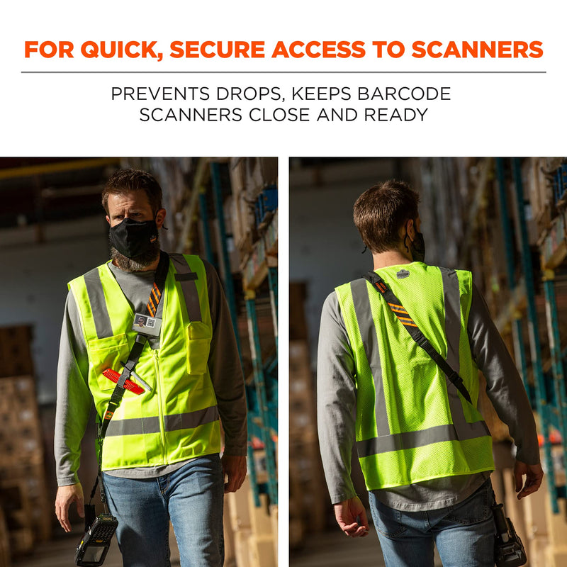 [Australia - AusPower] - Ergodyne Squids 3137 Barcode Scanner Padded Harness, Sling Style, Tethering Lanyard for Bar Code Scanners , Black 