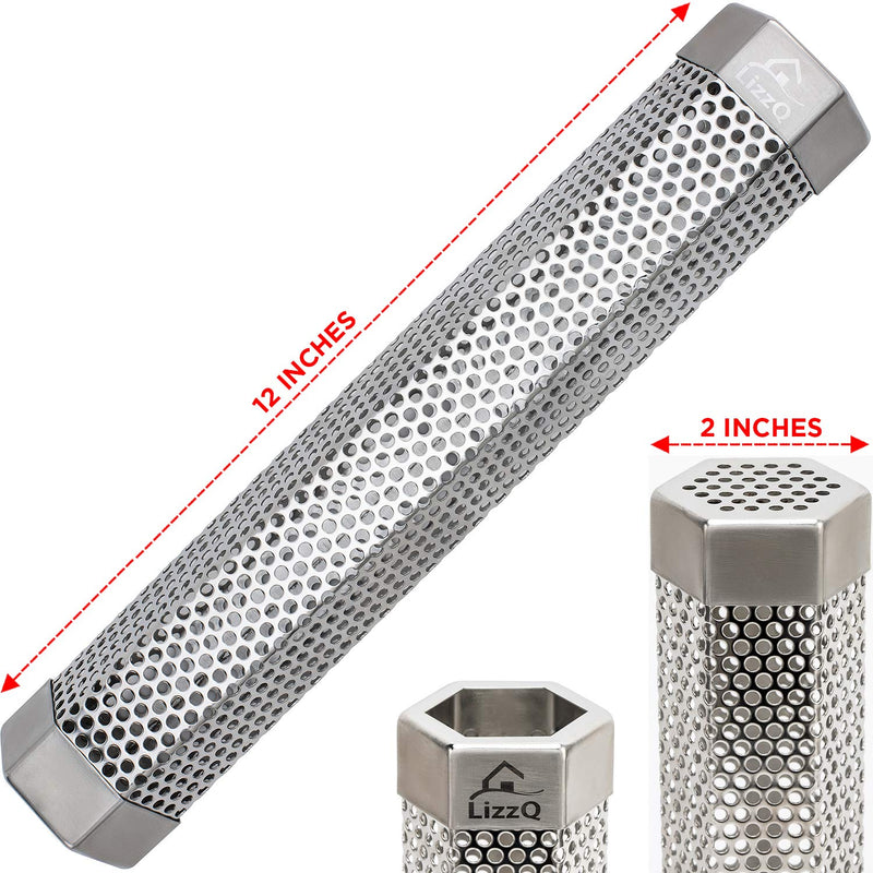 [Australia - AusPower] - LIZZQ Premium Pellet Smoker Tube 12 inches - 5 Hours of Billowing Smoke - for Any Grill or Smoker, Hot or Cold Smoking - An Easy and Safe Way to Provide Smoking - Free eBook Grilling Ideas and Recipes 