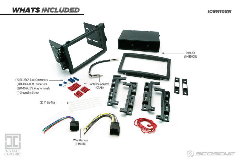 [Australia - AusPower] - SCOSCHE Install Centric ICGM10BN Compatible with Select GM 2006-17 LAN Double DIN Complete Basic Installation Solution for Installing an Aftermarket Stereo 2005-2016 Class II Complete Installation Kit 