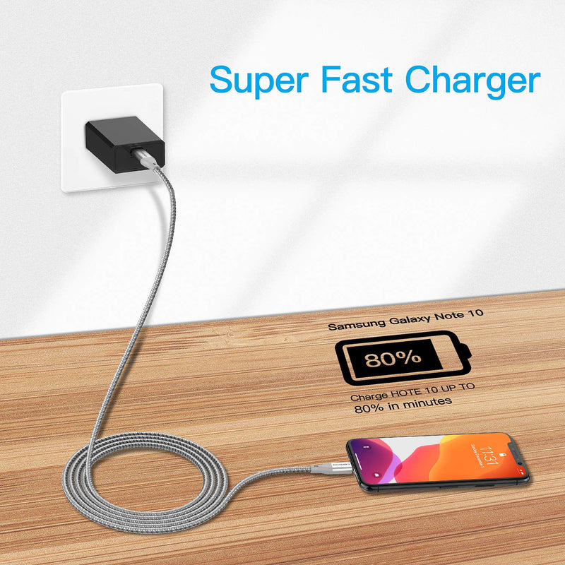 [Australia - AusPower] - USB C to USB C Cable, ADPROTECH 3.3ft+6ft USB C Cable Fast Charger Compatible with Samsung Galaxy S20 S20+ S20 Ultra Note 10 Plus A80, Google Pixel 2/3/3a/4 XL, Silver C to C/Silver 