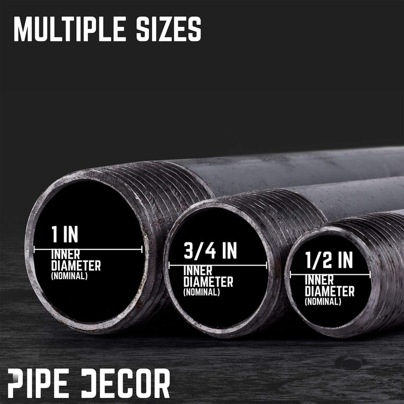 [Australia - AusPower] - Pipe Decor 1/2” x 1” Malleable Cast Iron Pipe Close Nipple, Industrial Steel Grey Fits Standard Half Inch Black Threaded Pipes Nipples and Fittings, Build Vintage DIY Furniture, 10 Pack 1/2" x 1" (Closed) 