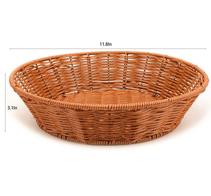 [Australia - AusPower] - WUWEOT 2 Pack Easter Woven Bread Basket, 12 Inch Round Imitation Rattan Fruit Basket, Tabletop Food Vegetables Serving Basket, Vintage Round Food Serving Baskets, Brown 