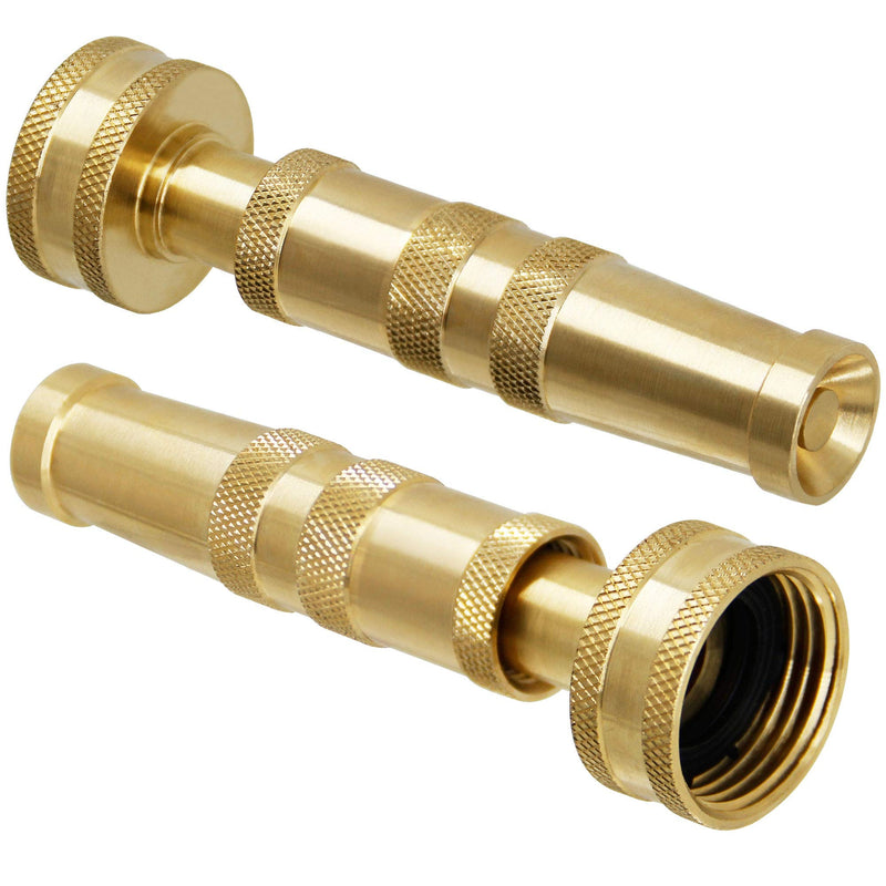 [Australia - AusPower] - Triumpeek Solid Brass Hose Nozzle, 3/4" Adjustable Twist Water Hose Nozzle, 2 Pack 4" Heavy Duty Brass Garden Hose Nozzle with 10 Rubber Washers 
