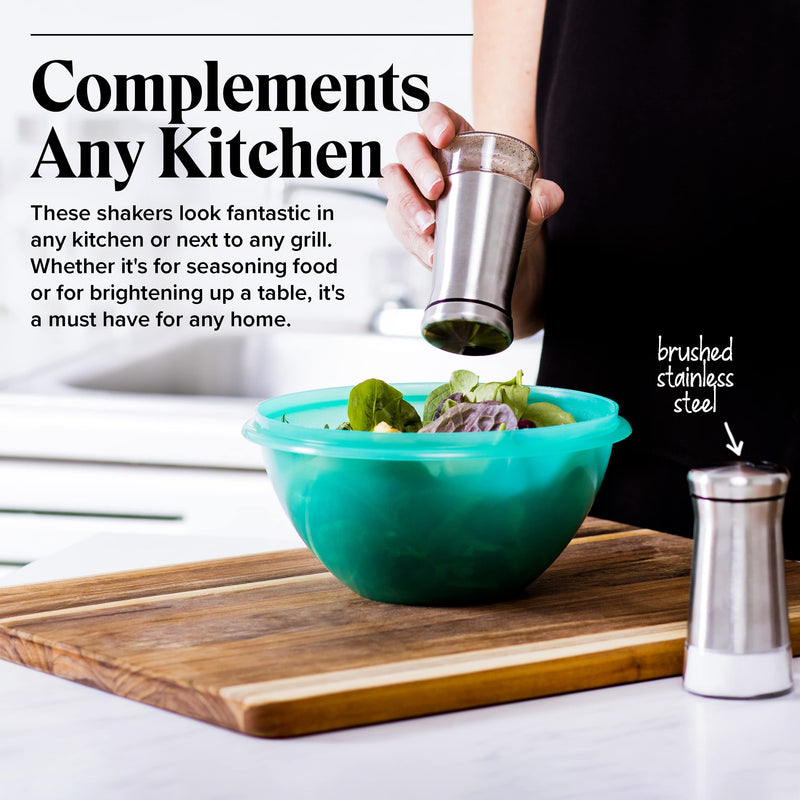 [Australia - AusPower] - Premium Salt and Pepper Shakers with Adjustable Pour Holes - Elegant Stainless Steel Salt and Pepper Dispenser - Perfect for Himalayan, Kosher and Sea Salts - Spices 
