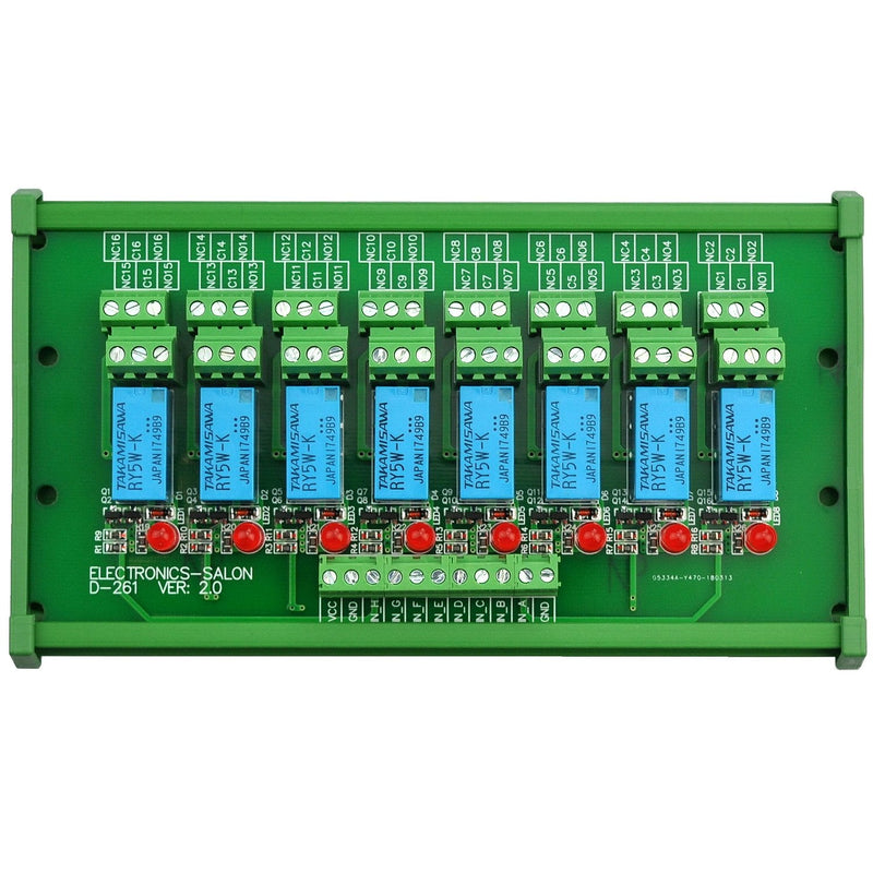 [Australia - AusPower] - Electronics-Salon DIN Rail Mount 8 DPDT Signal Relay Interface Module. (Operating Voltage: DC 5V) Operating Voltage: DC 5V 