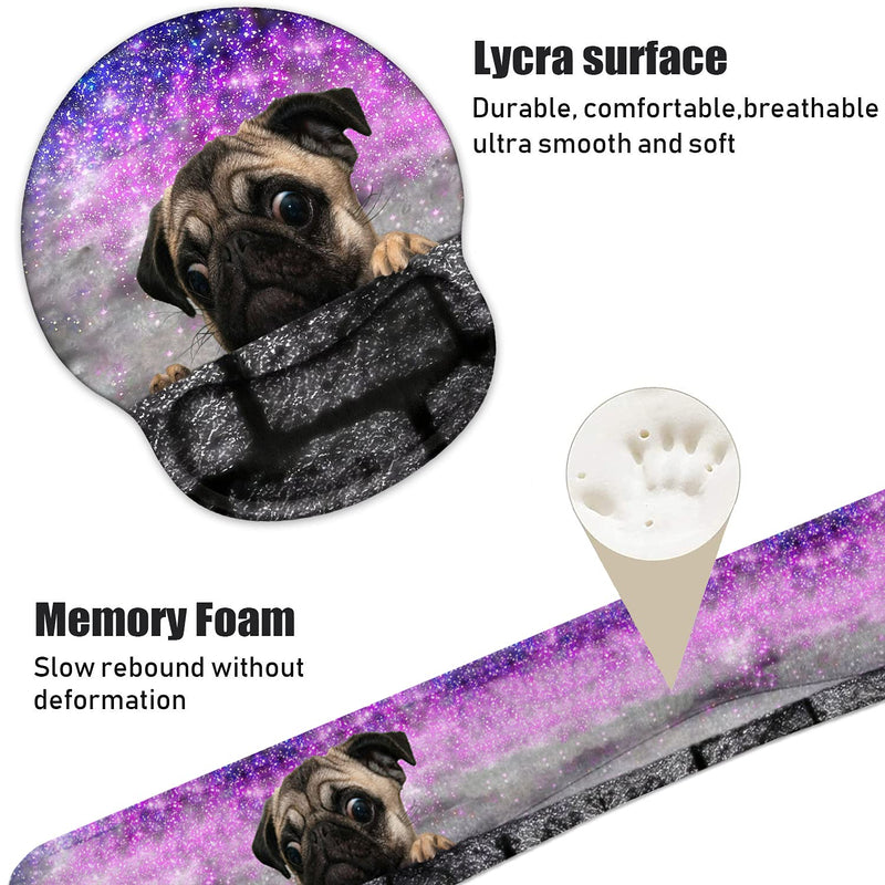 [Australia - AusPower] - Keyboard Wrist Rest and Mouse Pad Wrist Support Set with Coasters, Non-Slip PU Base Ergonomic Gaming Mousepad for Home Office Working Studying Easy Typing & Pain Relief - Cute Pug 