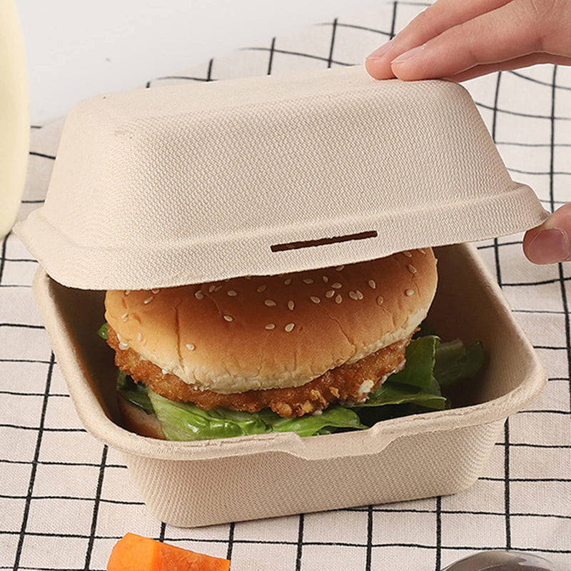 [Australia - AusPower] - UgyDuky 50 Pack Biodegradable Take Out Food Containers Hamburger Boxes with Lids Disposable to go Clamshell Food Containers for Salads Fruit Hamburgers Sandwiches Cupcake for Parties, Restaurants and Food Trucks 