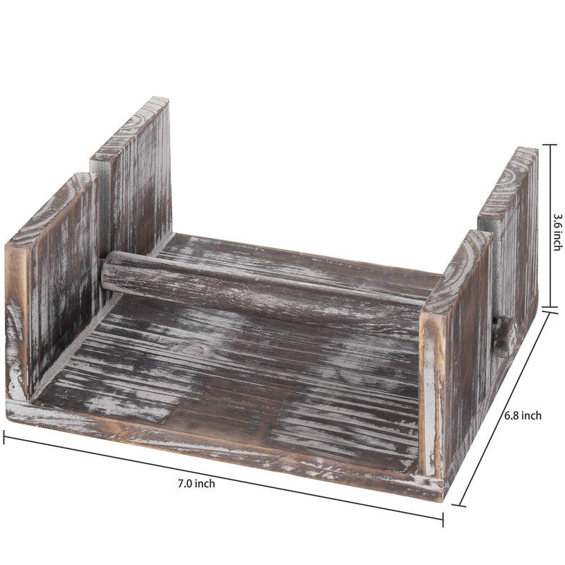[Australia - AusPower] - MyGift Farmhouse Napkin Holder for Table, Torched Wood Horizontal Flat Paper Napkin Dispenser with Weighted Arm Torched Brown 