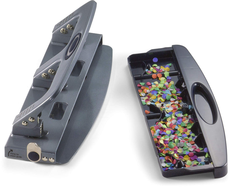[Australia - AusPower] - Officemate Deluxe Medium Duty 3-Hole Punch with Chip Drawer, Silver and Navy, 20-Sheet Capacity (90102) 