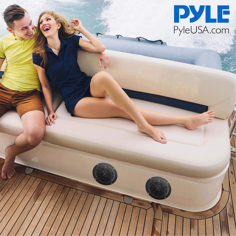 [Australia - AusPower] - 4 Inch Dual Marine Speakers - Waterproof and Weather Resistant Outdoor Audio Stereo Sound System with Polypropylene Cone, Cloth Surround and Low Profile Design - 1 Pair - PLMR41B (Black) Black Standard Packaging 
