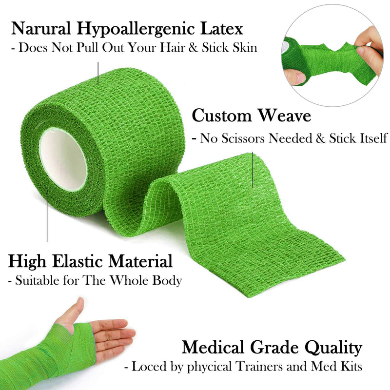 [Australia - AusPower] - HOCTRAKA 24Pack Self Adhesive Tape Vet Wrap Flex Bandages Leg Wrap Adherent Non-Woven for Dog Cat Horse Pet Animals Ankle Sprains & Swelling 2 Inch 5 Yards (Assorted Patterns) 