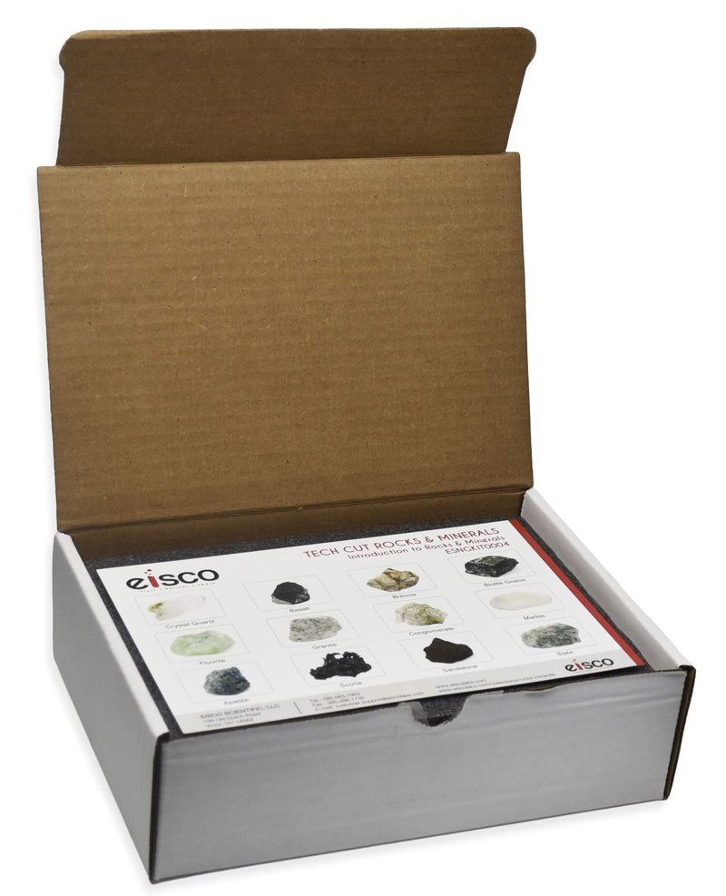 [Australia - AusPower] - Rock & Mineral Kit, 12 Pieces - Includes Metamorphic, Igneous, Sedimentary Rocks & Minerals - 1" Specimens - Great for Geology Classrooms & Basic Field Testing Labs - Tech Cut Rocks by Eisco Labs 