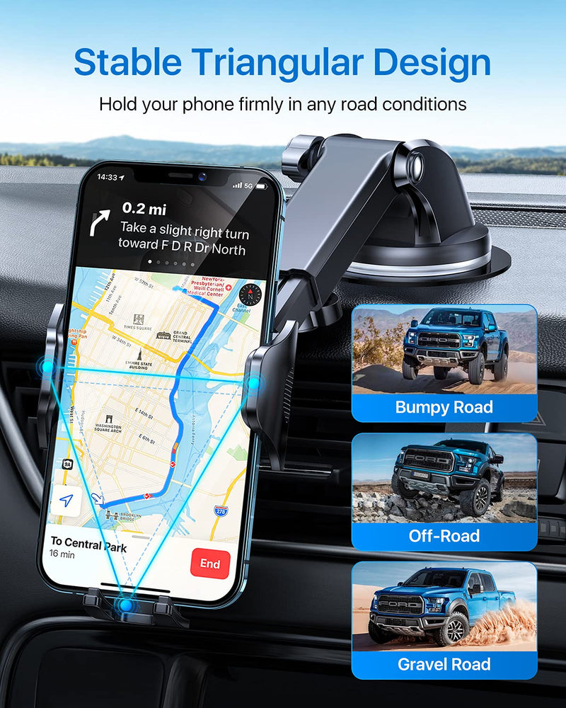 [Australia - AusPower] - andobil Car Phone Mount, [2022 Upgraded] [Hold Big Phones & Thick Case Firmly] Adjustable Long Arm Car Phone Holder Mount for Dashboard Windshield Air Vent Fit for All iPhone 13 12 & All Cell Phones 