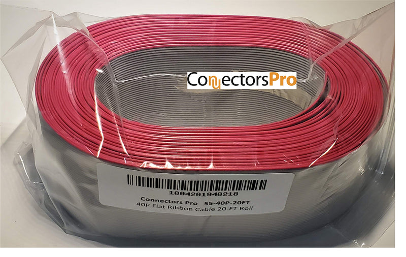 [Australia - AusPower] - Connectors Pro 40P 20 Feet IDC 40 Conductors Silver Flat Ribbon Cable for 2.54mm 0.1" IDC Connectors, 20-Ft Roll 