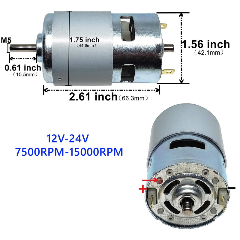 [Australia - AusPower] - Hechengdianzi 775 DC Motor DC 12V 7500-15000RPM & Bracket High Speed Large Torque Low Noise Gear Motor Electronic Component Motor Perfect for DIY electric power tools 775 motor 